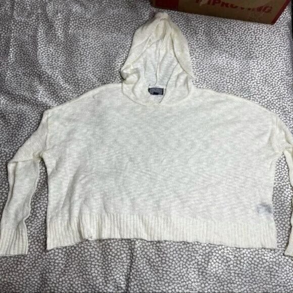 Cream Ivory Knit Hoodie Ft Dolman Sleeve Size S - Picture 5 of 10